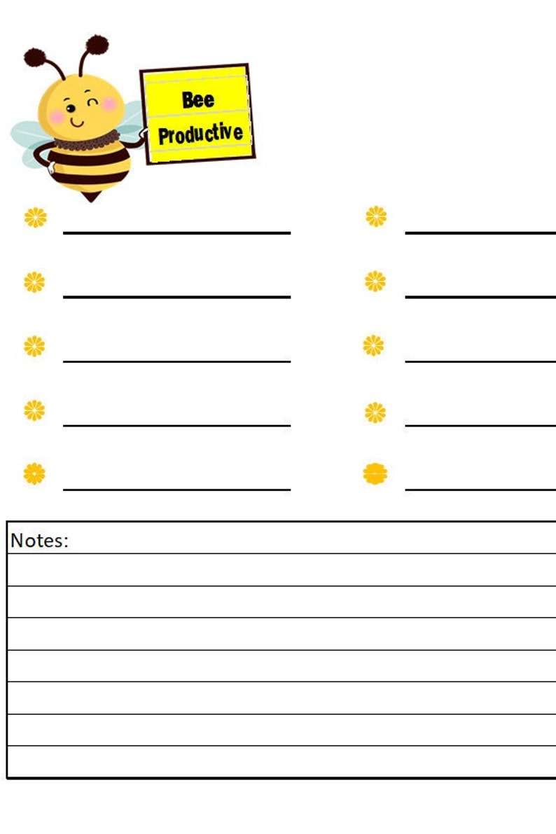 Bee Task To Do List-bee - Etsy