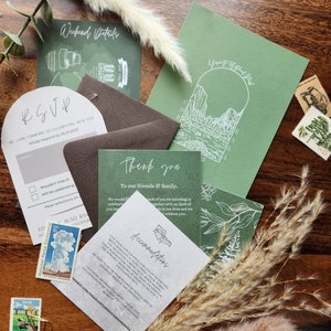 Yosemite National Park Invititation Suite, Outdoorsy Pocket Wedding Invite , RSVP and Details Cards, Instant Download, Editable template
