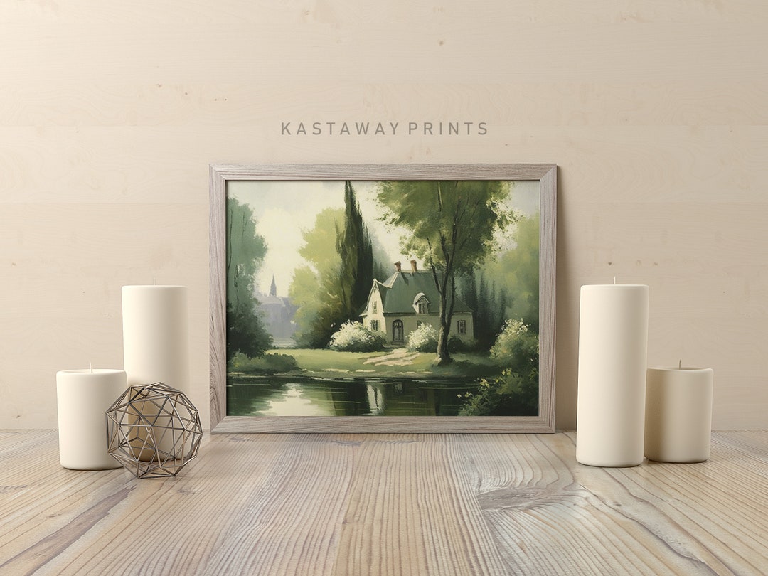 Downloadable French Lakeside Cottage Landscape Vintage Etsy
