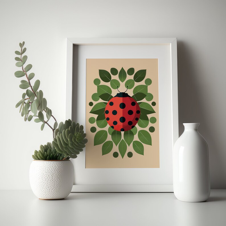 Stylized Ladybug Stylized Ladybug Illustration, Printable Wall Art, Instant Digital ...