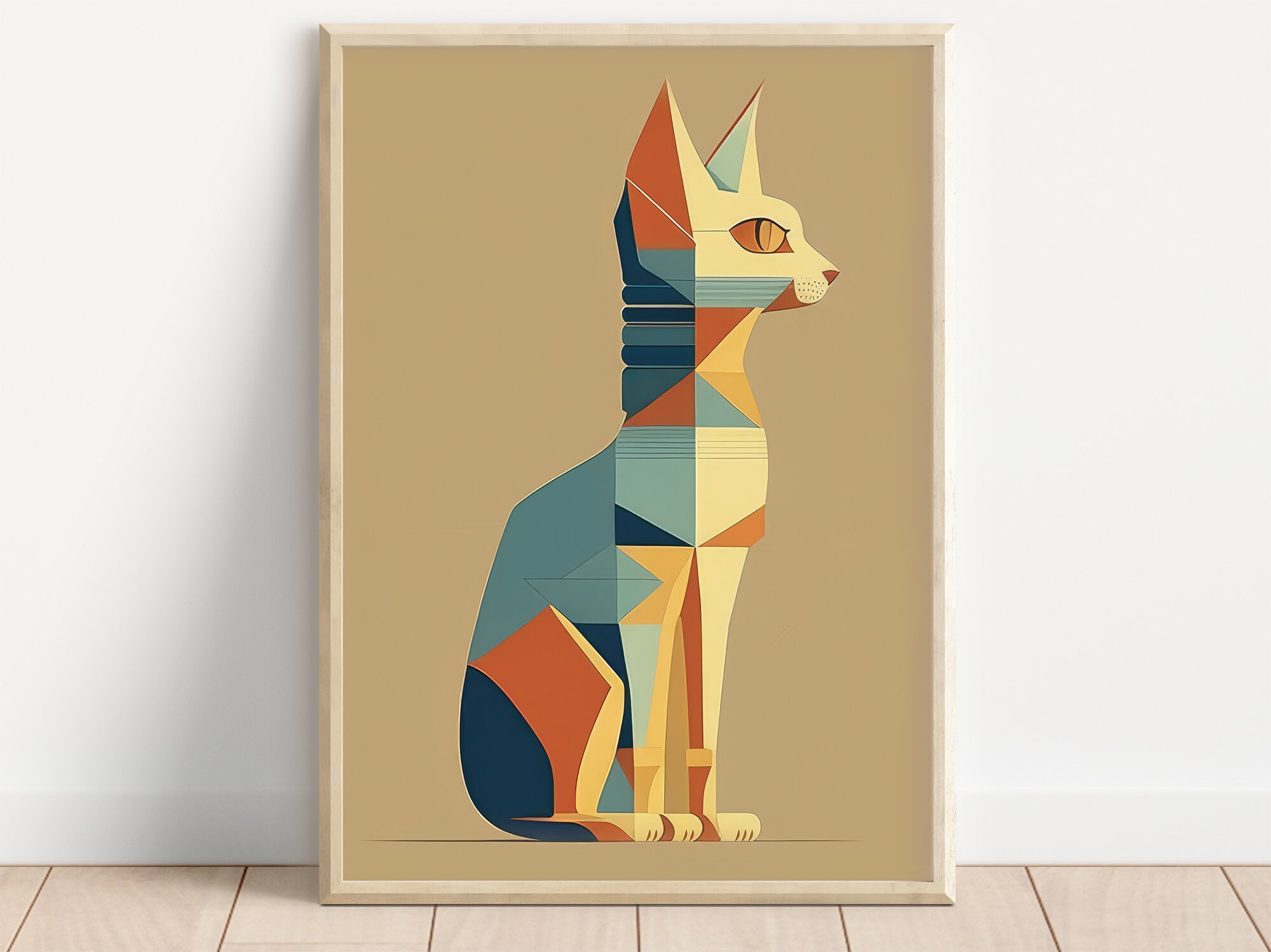 Simplified Cat Colorblock Colorful Colorblock Cat, Printable Wall Art, Instant Digital Download ...