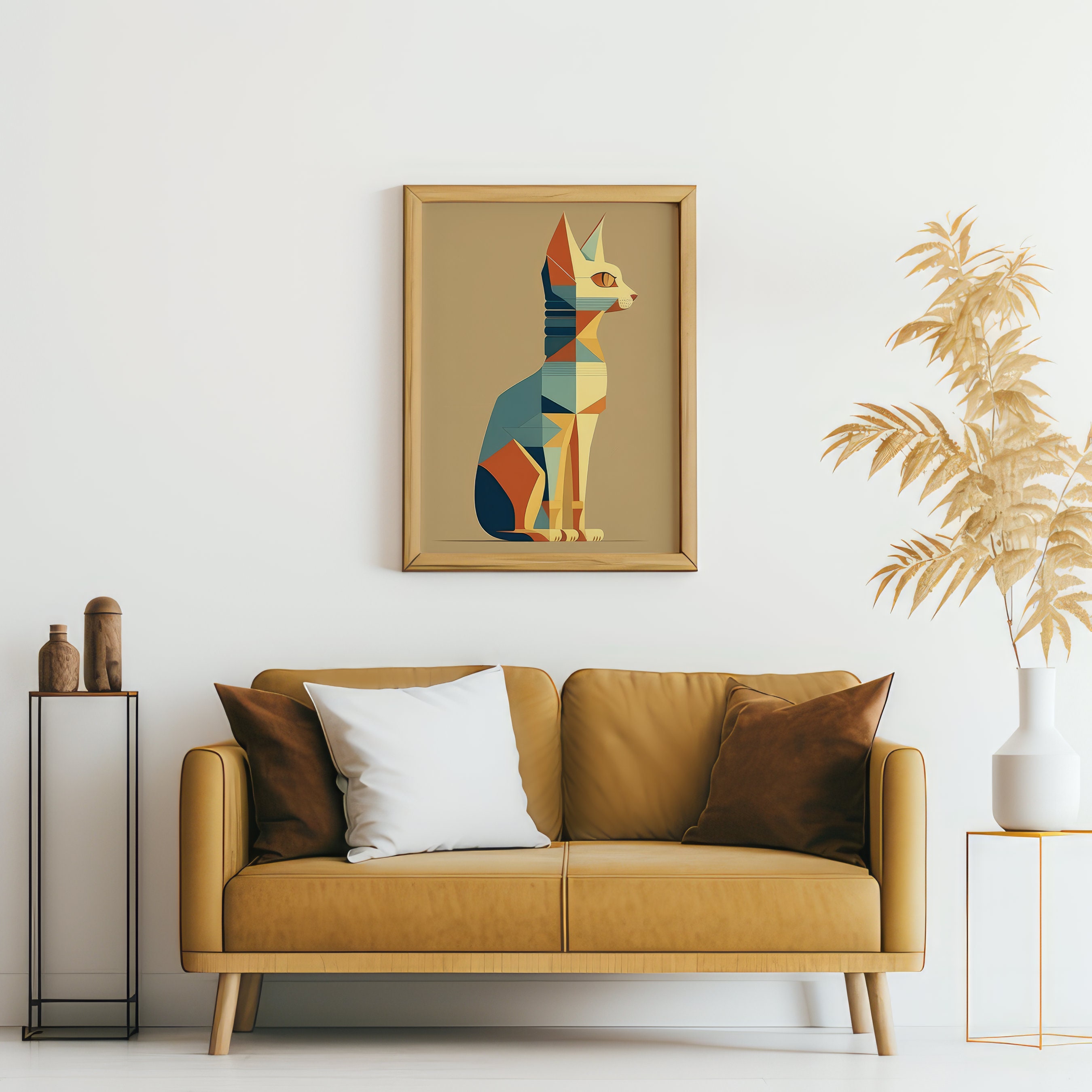 Simplified Cat Colorblock Colorful Colorblock Cat, Printable Wall Art, Instant Digital Download ...
