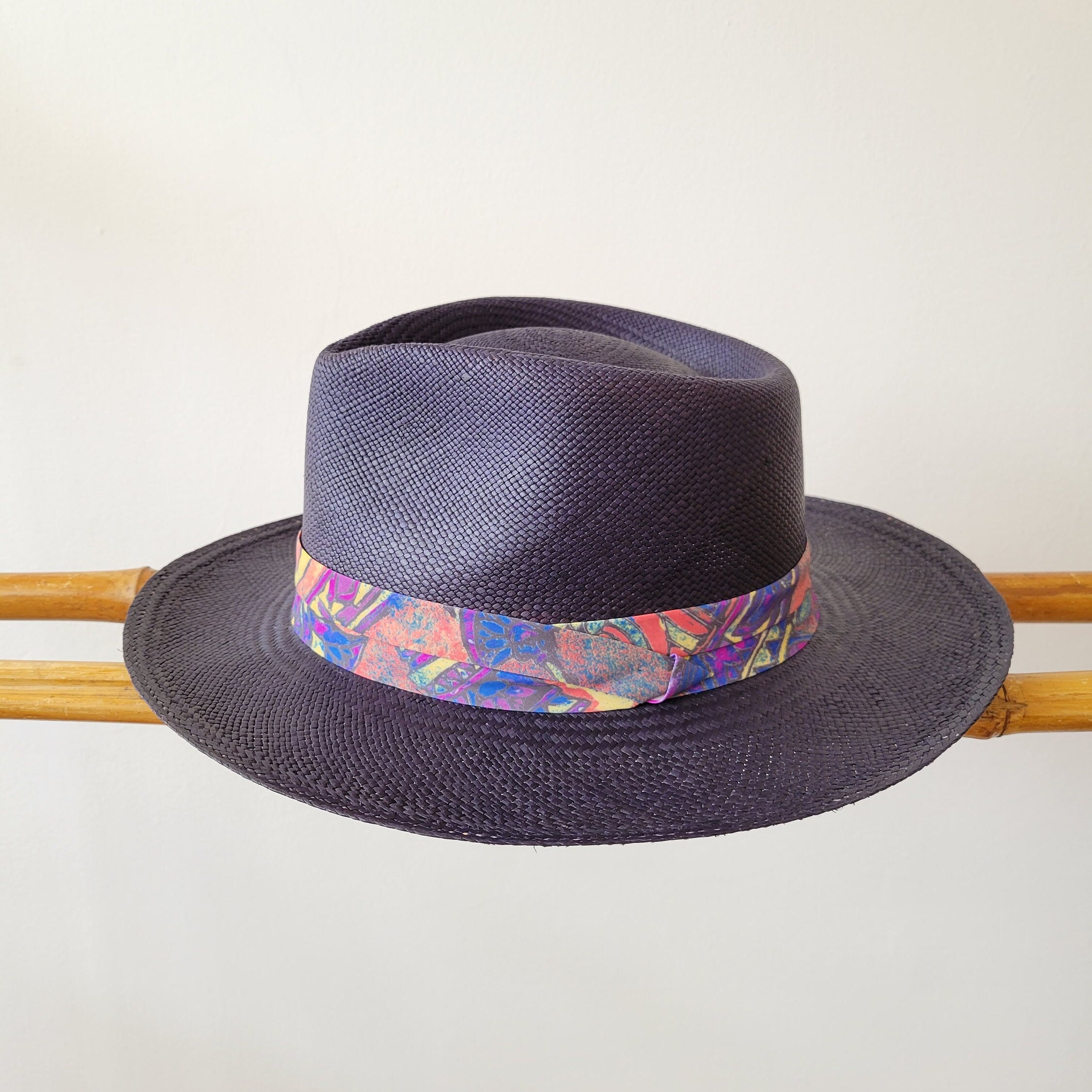 Genuine Hand Woven Panama Hat Made in Ecuador, Teardrop Navy  display picture 2