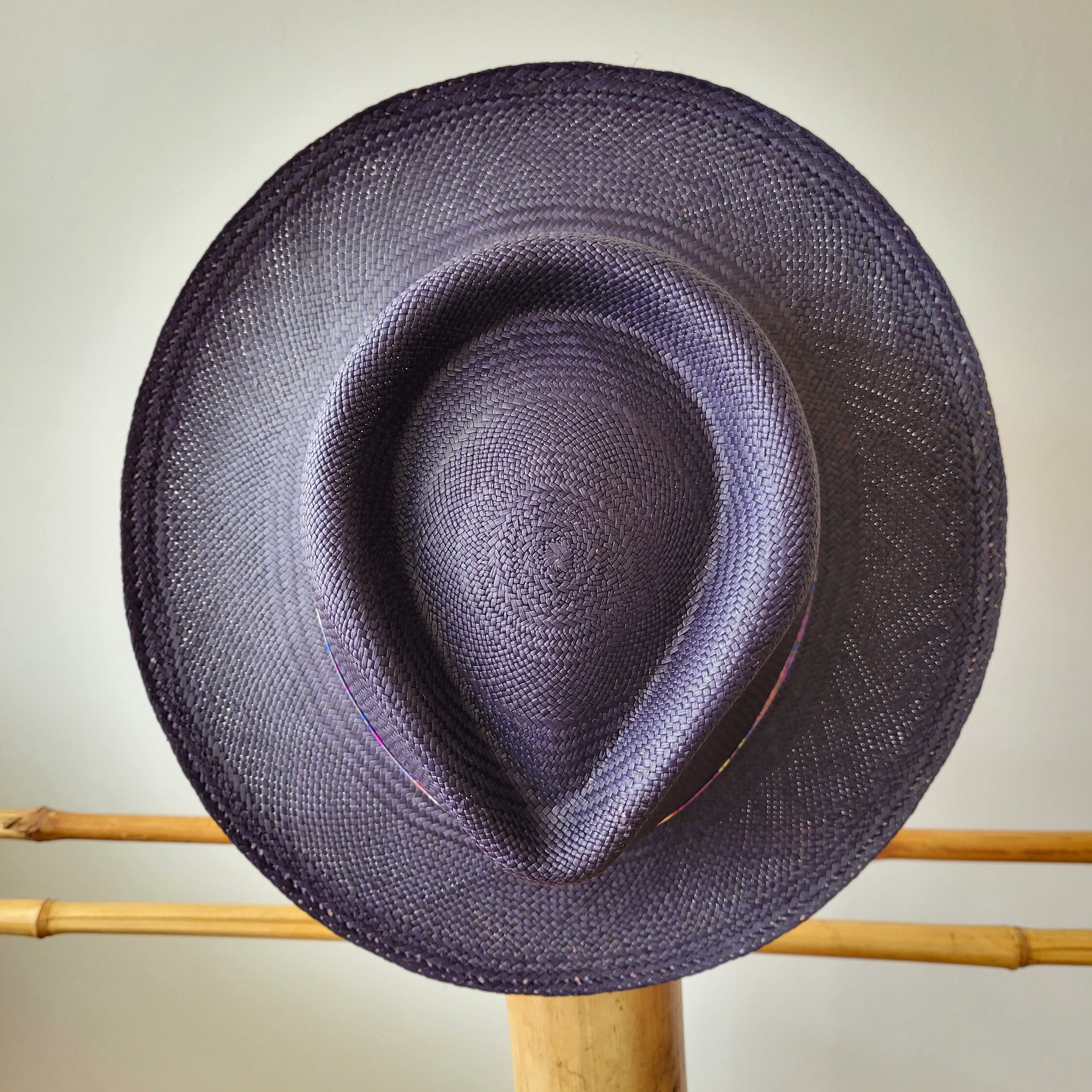 Unisex Classic Deep Blue Panama Hat - Handmade Short Brim | Electric Blue | Panama Hat – Zing Life Store  main image 2