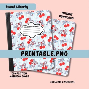 Druckbare Zusammensetzung Notebook Cover PNG Zurück in die Schule Persönliches Notebook Benutzerdefinierte Journal Kinderarbeitsbuch Süße Freiheit Kokette Digitale Kunst