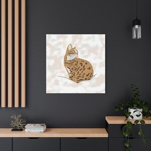 Druck, Bengal Katze Sitzende Hand Gezeichnet Bleistift Aquarell Gewaschenes Gemälde, Wand Kunst Dekor, Haustier Liebhaber Geschenk, Tier Zeichnung, Haus Büro
