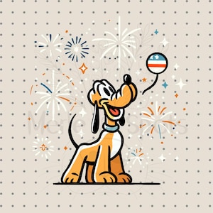 Memorial Day Pluto Decal digital download Fireworks Pluto png sublimation uvdtf file Memorial Day cartoon dog files shirt png mug files