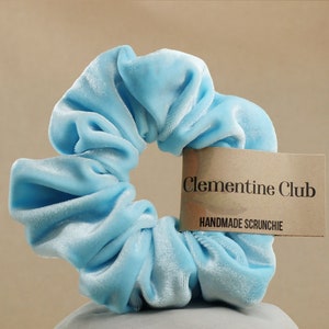 Icy Blue Velvet Hair Scrunchie | Velvet Scrunchies | Blue Scrunchies