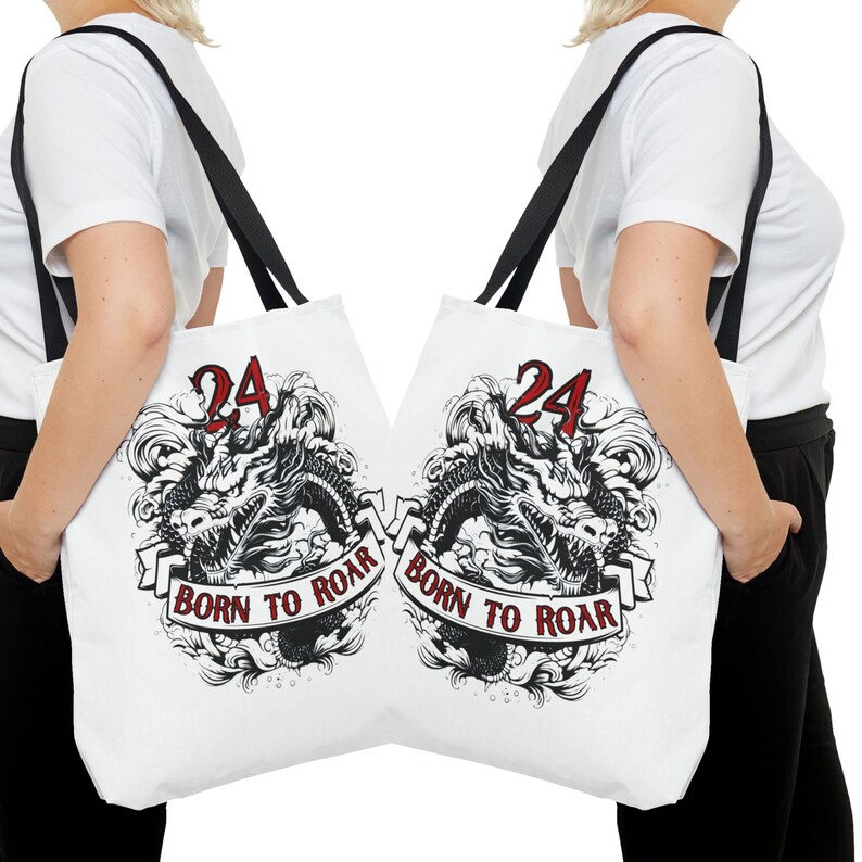 24 Born to Roar Tote Bag, Chinese Zodiac Bag, Year of the Dragon Bag, Dragon Birthday Gift
