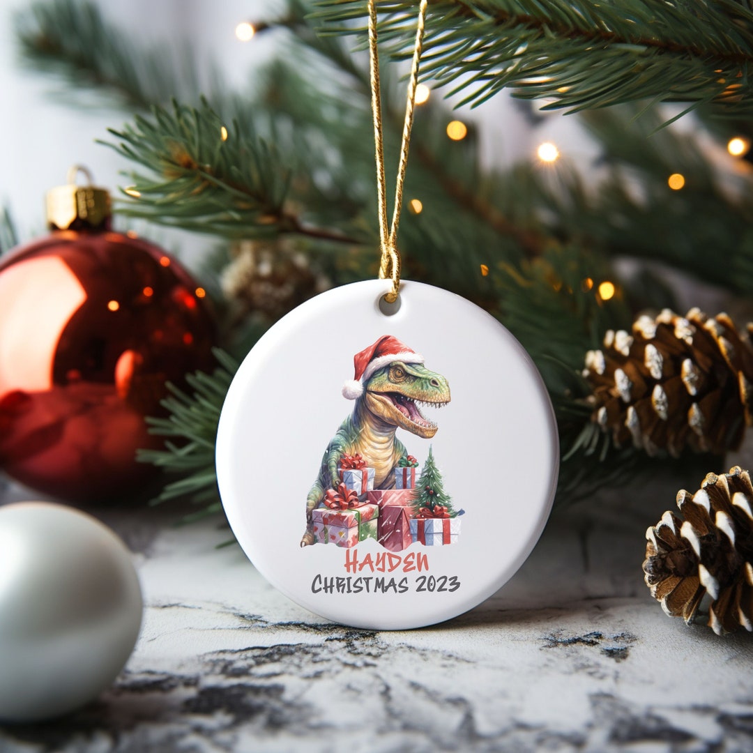 Personalized Christmas Decoration Dinosaur Holiday Ornament - Etsy