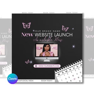 Website Launch flyer template, booking site, appointments, web banner, social media promotion, Canva Flyer template