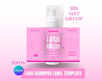 DIY Lash Foam label, lash shampoo template, eyelash cleanser, lash brand, lash extension, lash label CANVA template