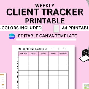Client & Appointment tracker for small business, Client Log, Appointment, client tracker, planner, Printable + Editable CANVA templates