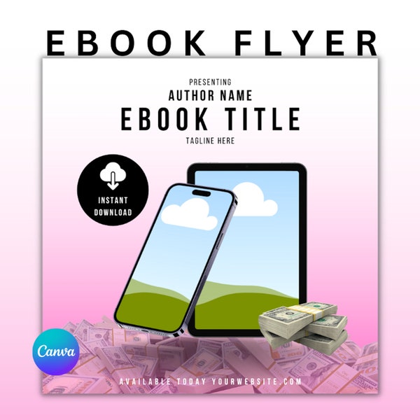 Ebook flyer, ebook flyer template, ebook promotion, entrepreneur flyer, DIY Canva flyer