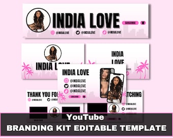 Youtube Branding Kit- Youtube banner, Intro, Outro Templates, DIY, Youtube Design