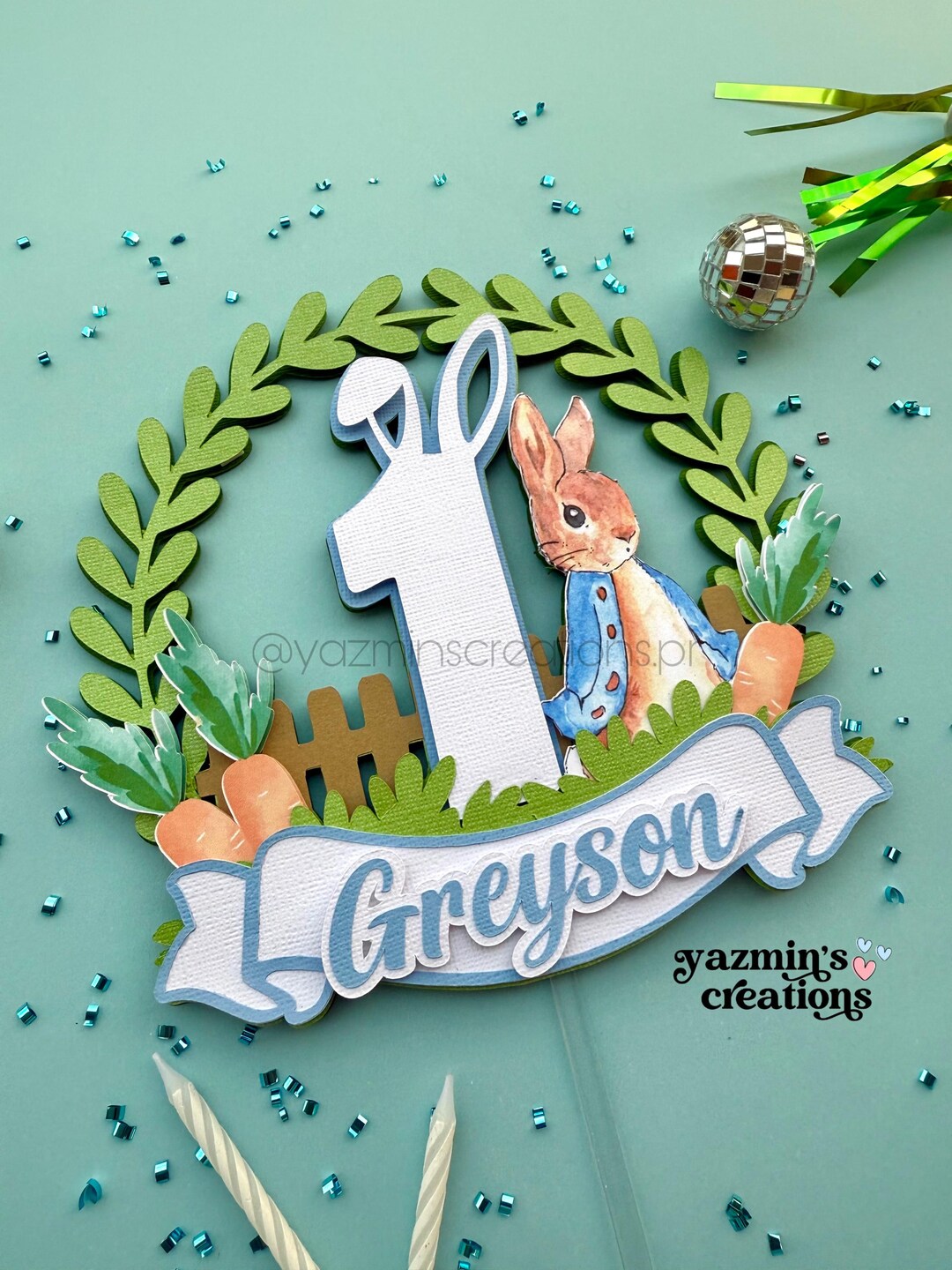 Personalized Peter Rabbit First Birthday Cake Topper - Etsy