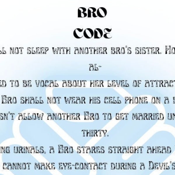 Bro Code - Etsy