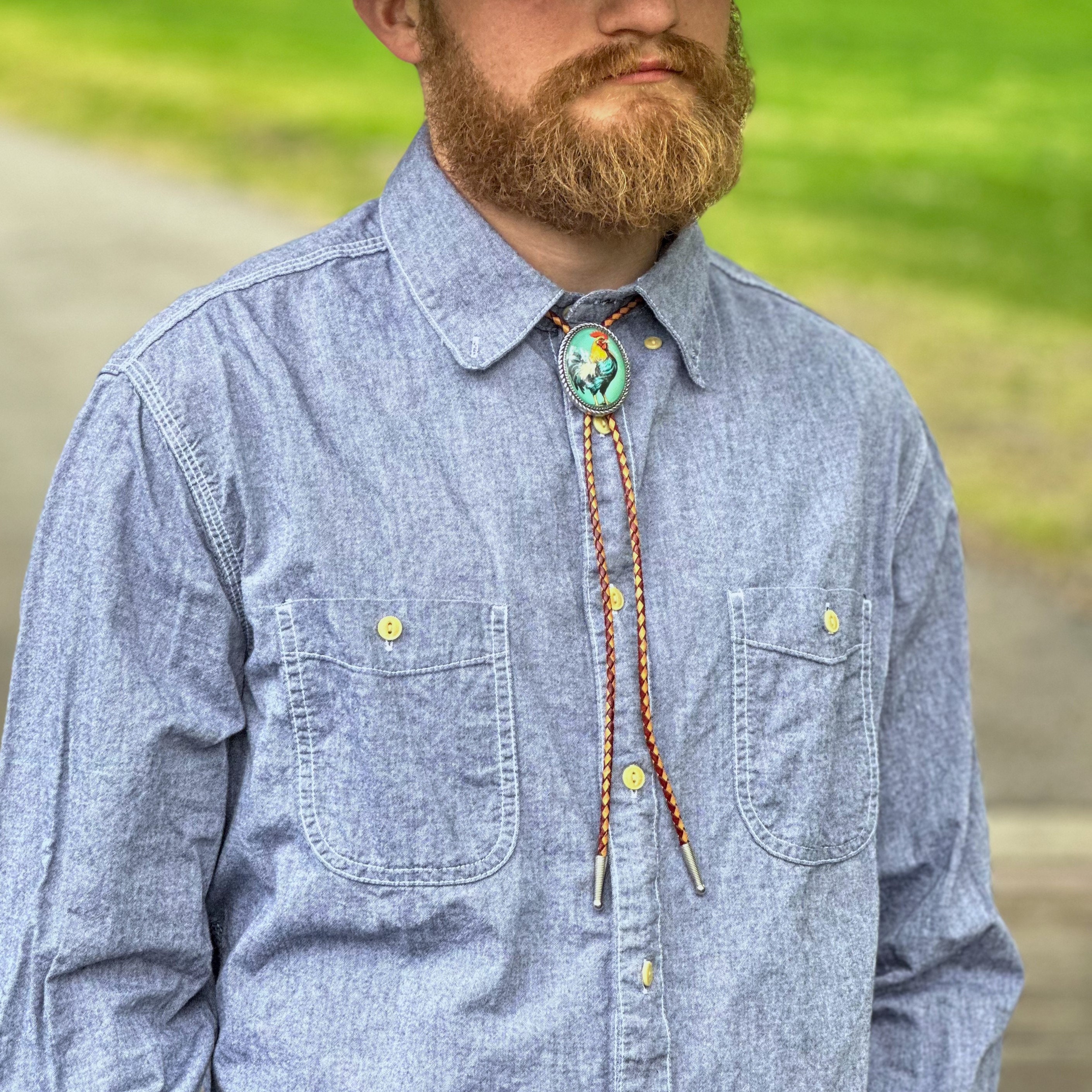 Rooster Bolo Tie ~ Choose Your Cord Colors & Length Brown Black Bola ...