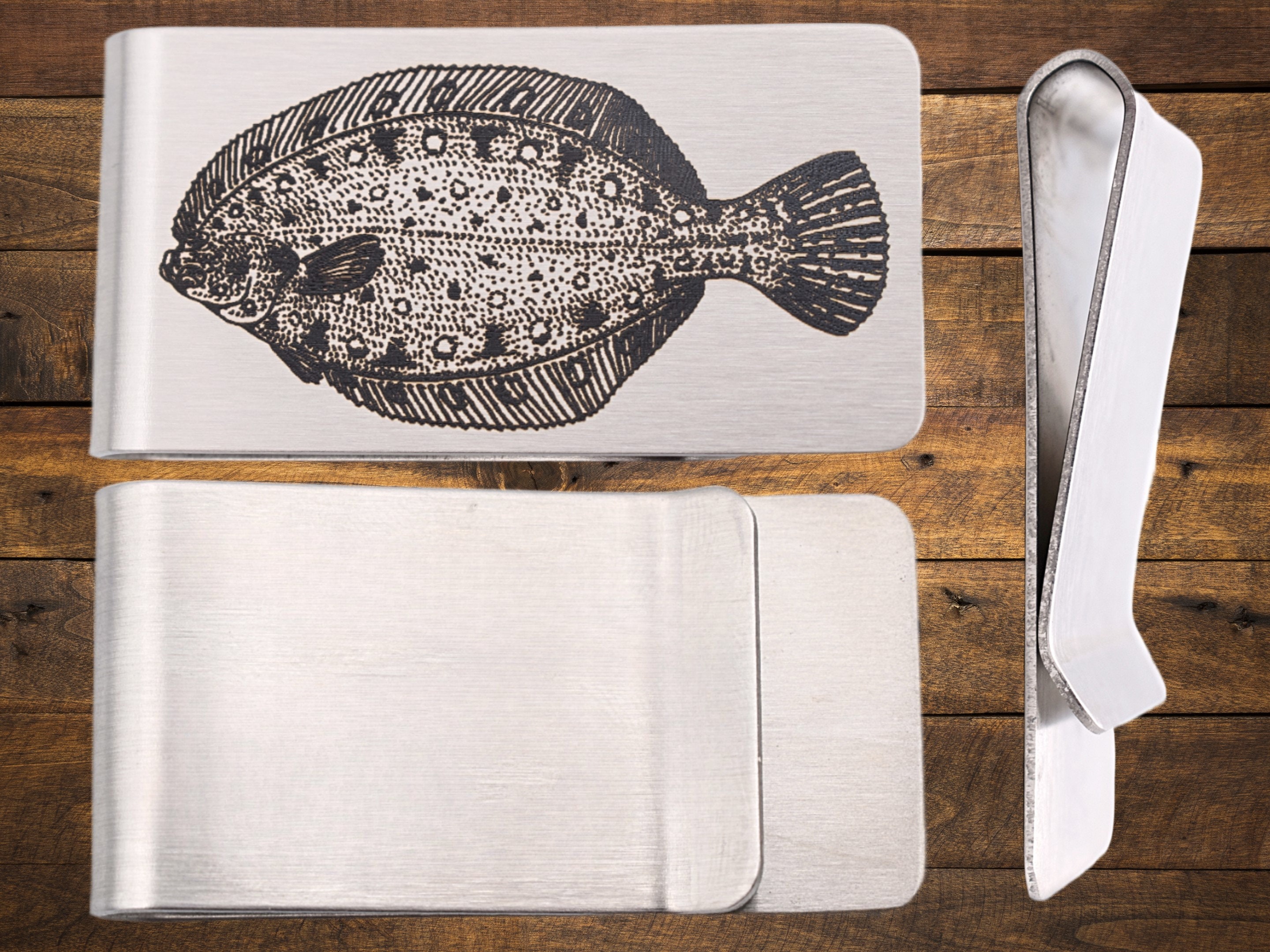 Flounder Money Clip Engraved Stainless Steel Etsy