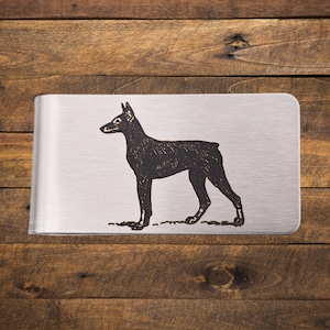Doberman Pincer Dog Money Clip - Engraved Stainless Steel