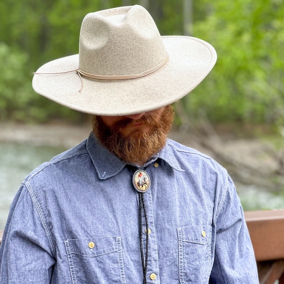 Horseback Cowboy Bolo Tie ~ Personalized Cord Colors  display picture 1