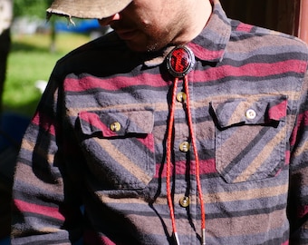 Red Snakeskin Bolo Tie Western Bolo Tie