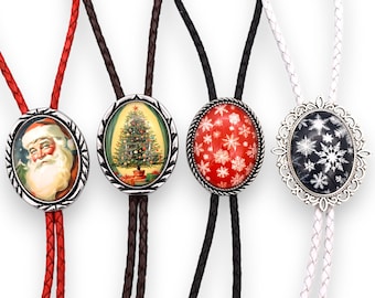 Christmas Bolo Ties: Santa, Snowflakes, or Evergreen Tree