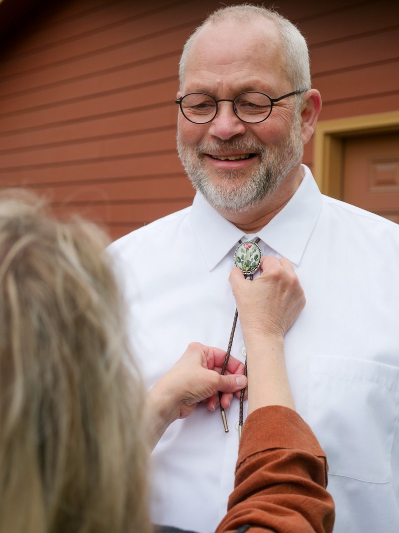 Prickly Pear Cactus Flower Bolo Tie | Bola Western Wedding Attire Gift ...