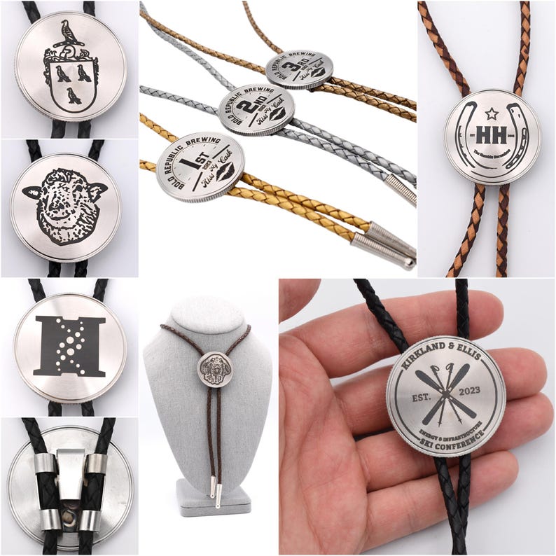 Custom Bolo Tie - Engraved Stainless Steel Medallion - Etsy