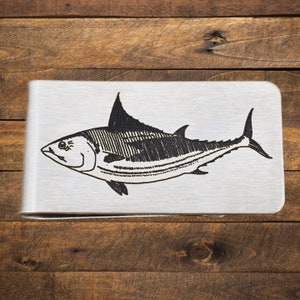 Bluefin Tuna Fish Money Clip - Engraved Stainless Steel