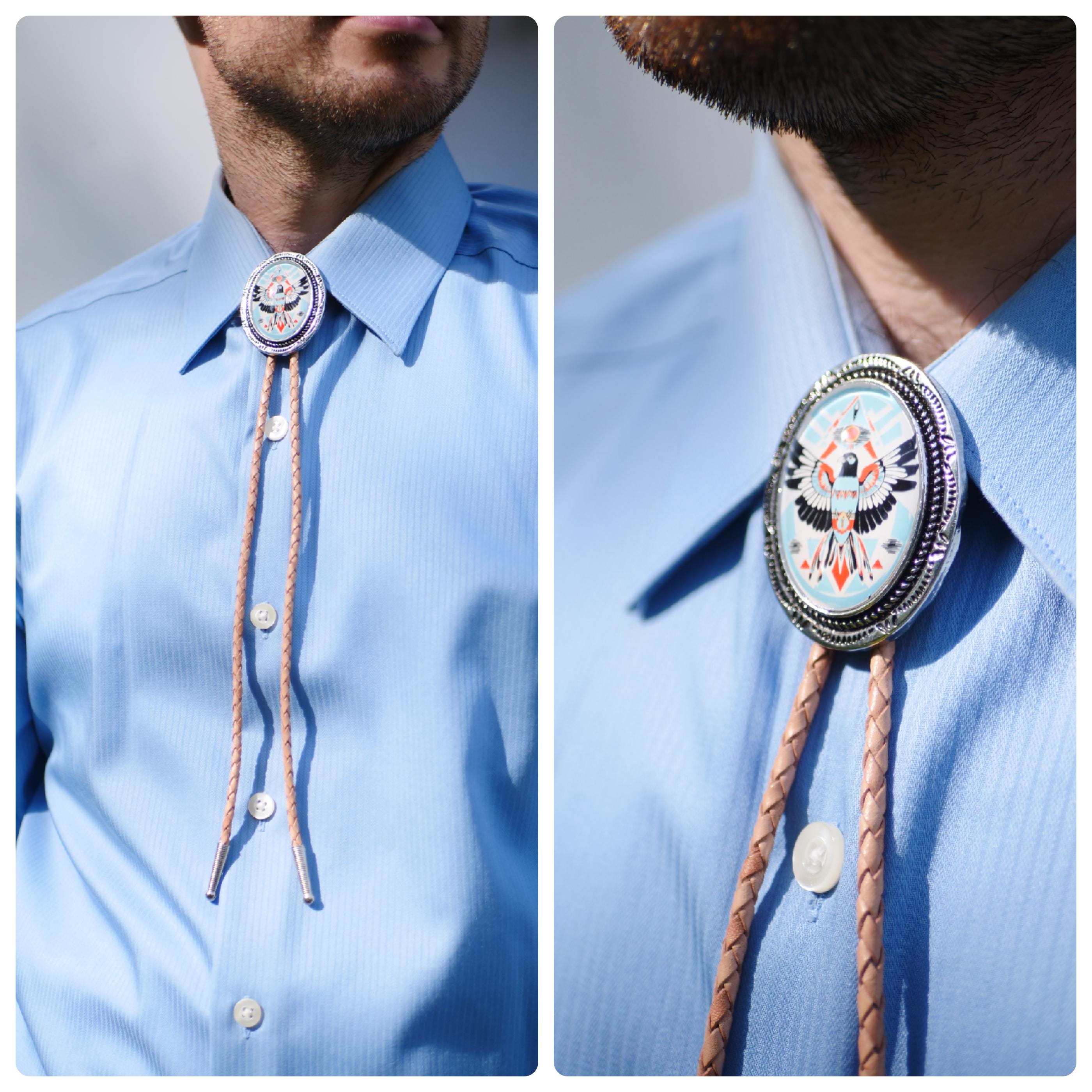 ネックレス・ペンダント Numbering Square Concho Bolo Tie #7808 SA5B0010 Concho with Turquoise Bolo - AndWest