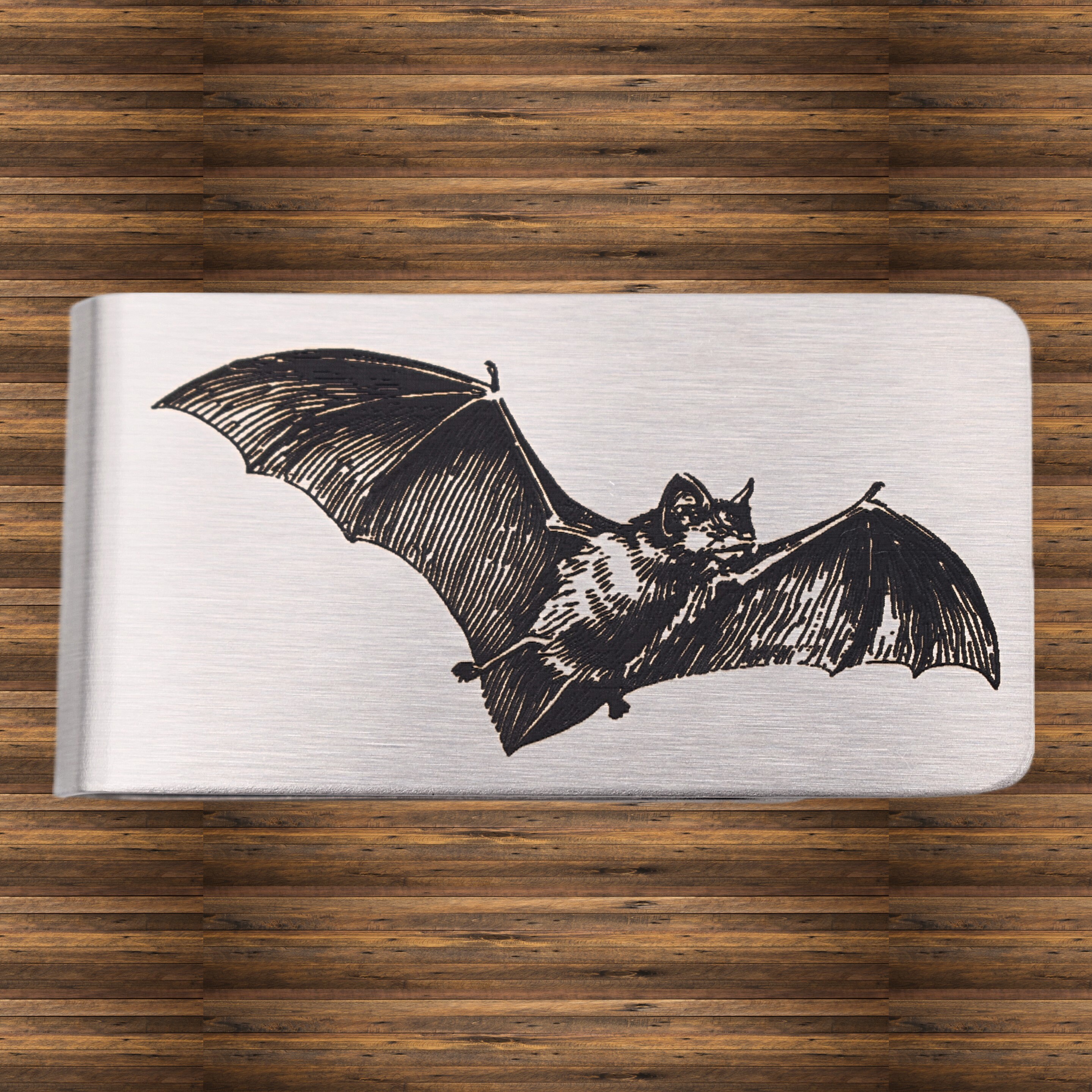 Bat Money Clip ~ Engraved Stainless Steel