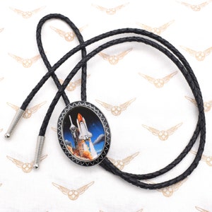 Space Shuttle Launch Bolo Tie | Astronaut Aeronautical Engineer Outer Space NASA Scientist Bola Necktie