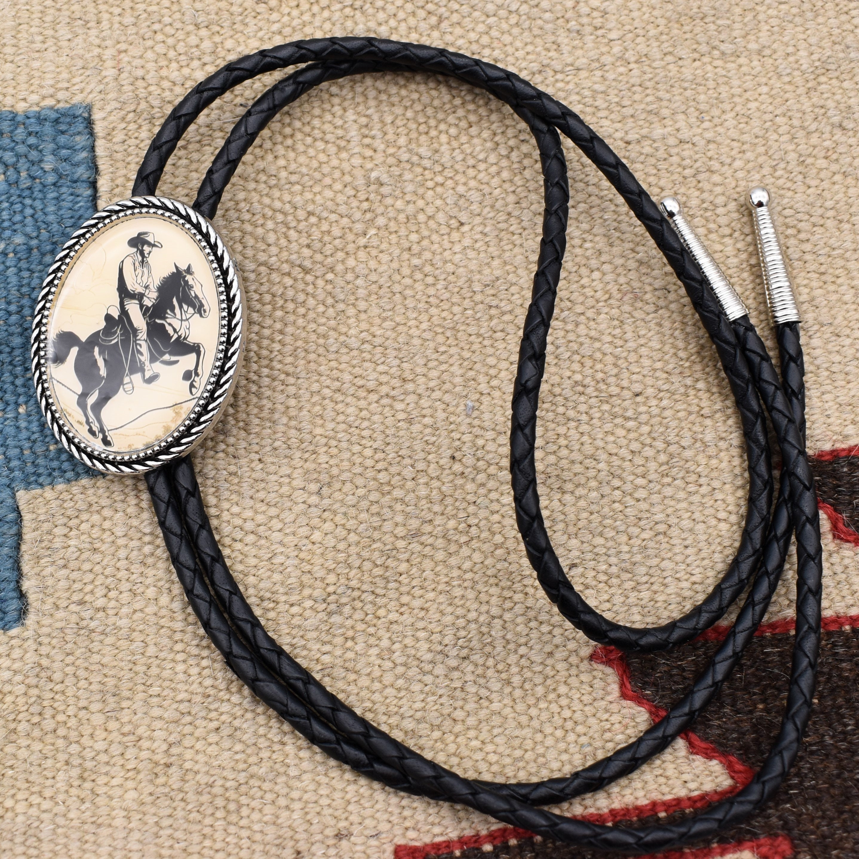 Buckin' Bronco Bolo Tie ~ Cord Colors & Length Brown Black Bola Lariat ...
