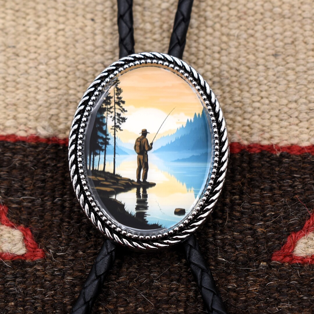 Fisherman Bolo Tie Custom Cord Colors & Length Fly Fishing Outdoorsy