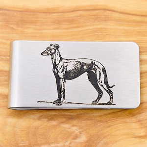 Greyhound Dog Money Clip - Engraved Stainless Steel
