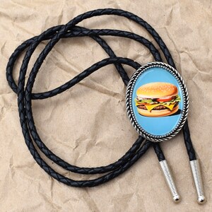 Cheeseburger Bolo Tie ~ Personalized Cord Color & Length