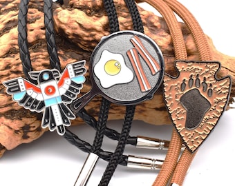 Western Bolo Ties: Country Breakfast / Bear Paw Arrowhead / Thunderbird Motif