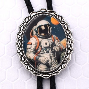 Astronaut Bolo Tie ~ Custom Cord Colors & Length ~ Outer Space Walk Planets NASA