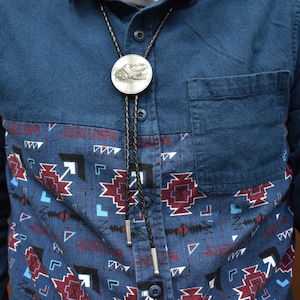 Bullfrog Bolo Tie ~ Engraved Stainless Steel & Leather