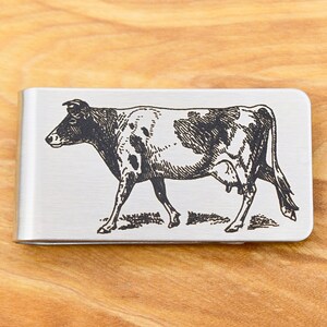 Guernsey Dairy Cow Money Clip ~ Engraved Stainless Steel