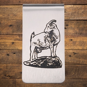 Dairy Milk Goat Money Clip - Engraved Stainless Steel ~ Nigerian Dwarf Goat Doe