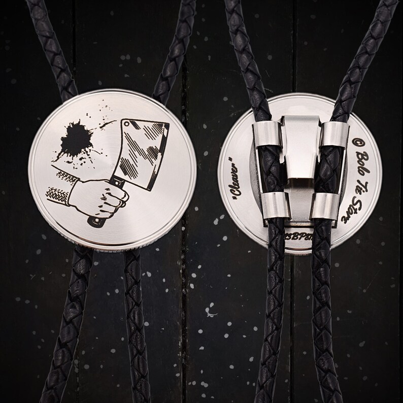 Cleaver Blood Splatter Horror Bolo Tie ~ Engraved Stainless Steel ...