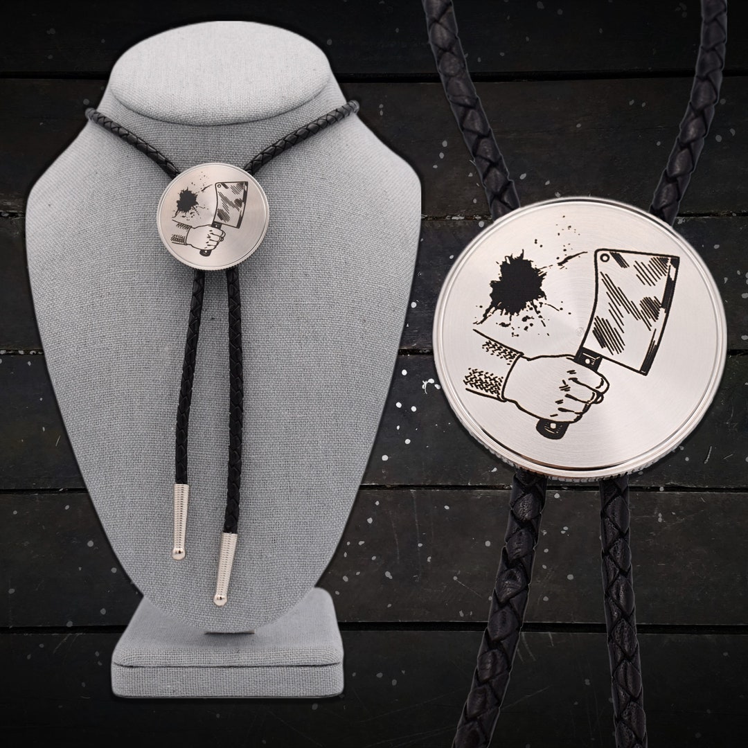 Cleaver Blood Splatter Horror Bolo Tie ~ Engraved Stainless Steel ...