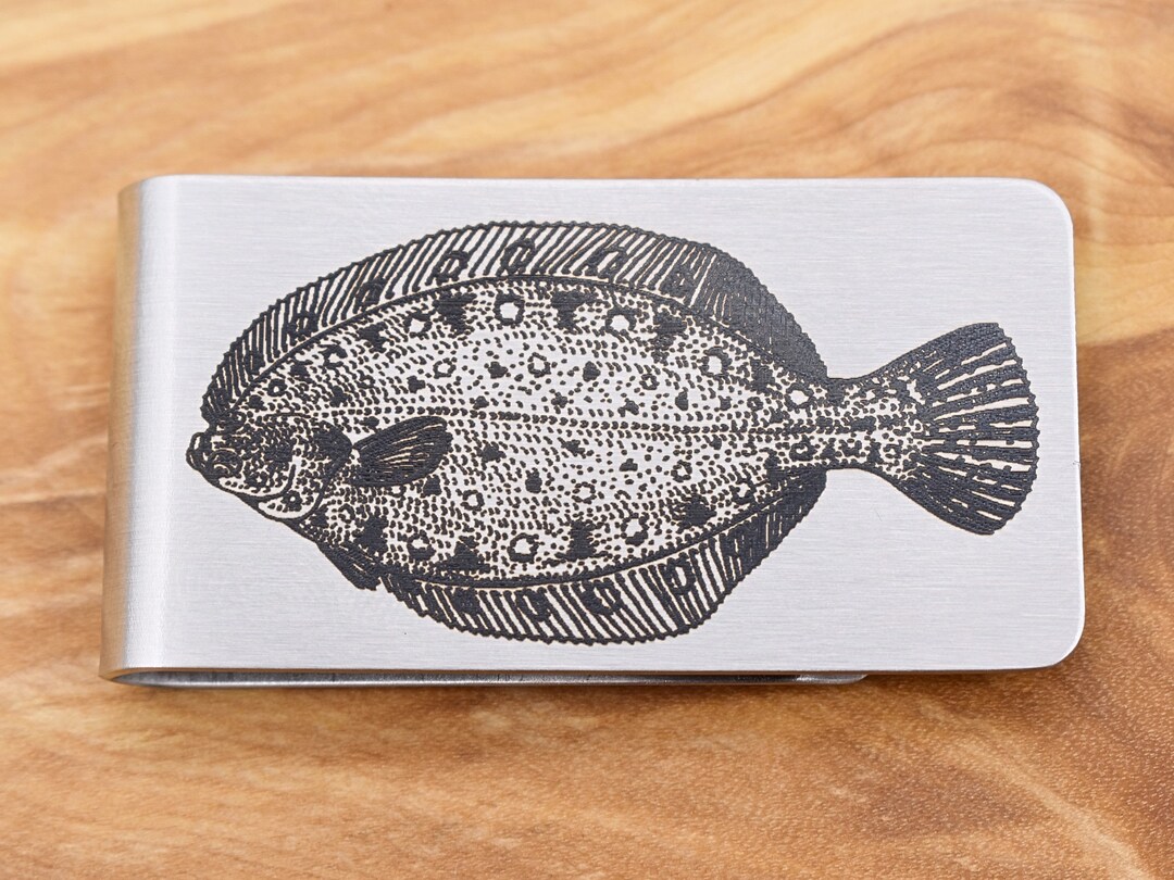 Flounder Money Clip Engraved Stainless Steel Etsy