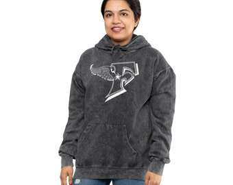 Unisex Mineral Wash Hoodie, Black, Black Hoodie, Black Mineral Wash Hoodie, Mineral Wash mockup, Christian Clothing, Christian Apparel