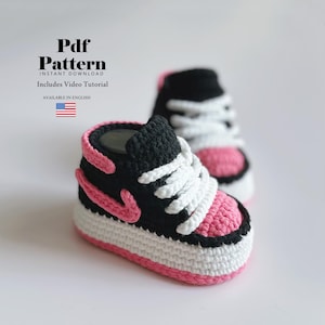 Baby Shoe Crochet Pattern with Video – Sporty Baby Sneakers PDF for Advanced Beginners, 4 Sizes, Baby Shower Gift, Instant Download