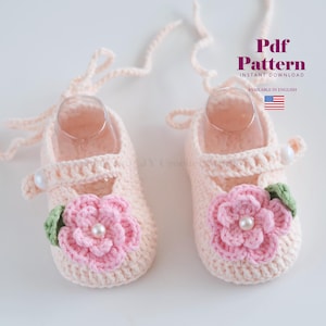 Baby Shoe Crochet Pattern PDF, Baby Girl Shoes, Newborn Shoes, Baby Shower Gift Idea, First Baby Shoes, DIY Baby Booties, Instant Download