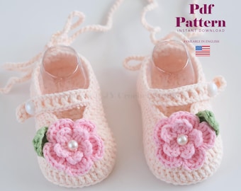Baby Shoe Crochet Pattern PDF, Baby Girl Shoes, Newborn Shoes, Baby Shower Gift Idea, First Baby Shoes, DIY Baby Booties, Instant Download