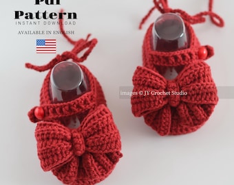 Bow Baby Booties Crochet Pattern, Baby Shoes PDF Pattern, 4 Sizes Included, Instant Download